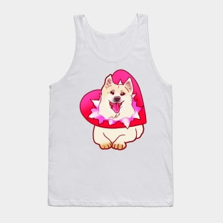 YOUR VALENTINE IS HERE (SHIBA SAMOYED) HEART PRESENT SHIRT Tank Top